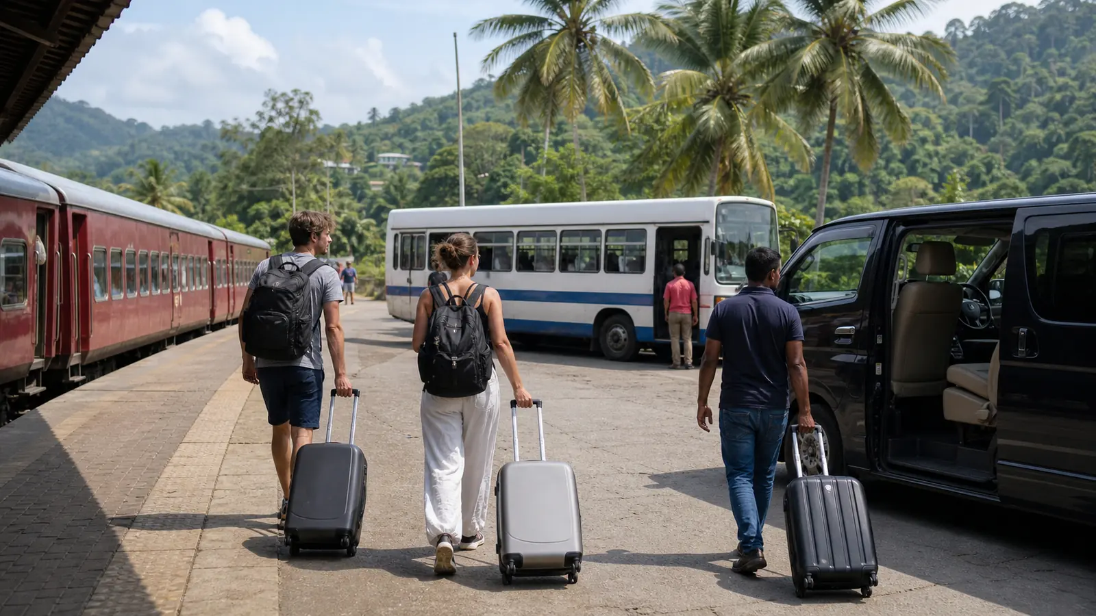スリランカ旅行で荷物預かりの条件を確認する旅行者