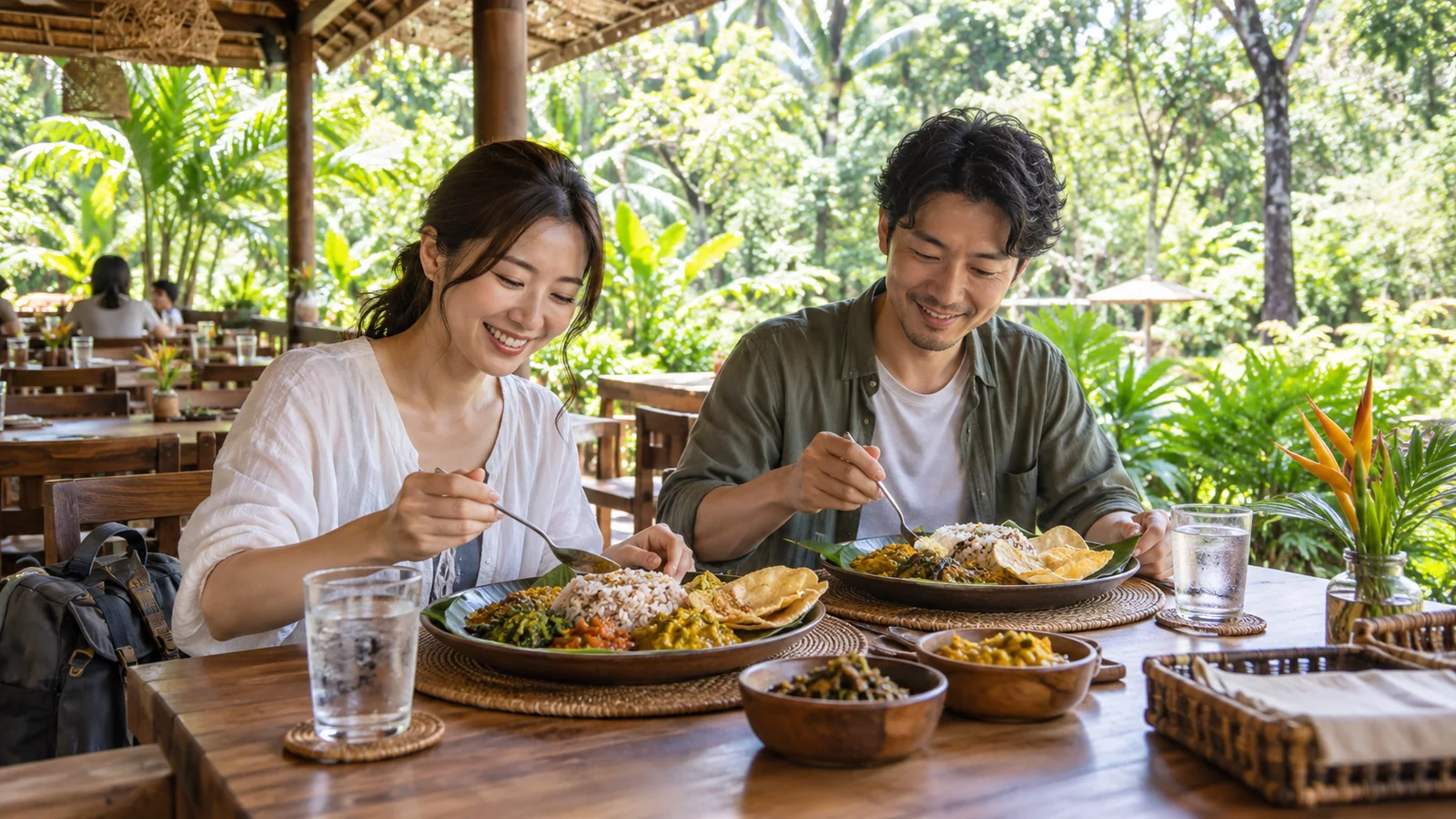 シーギリヤ観光の後に昼食と休憩を取る旅行のイメージ(生成画像)